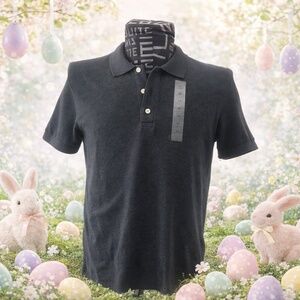 Express Men's Knit Polo Shirt XS Dark Gray Short Sleeve NWT Cotton